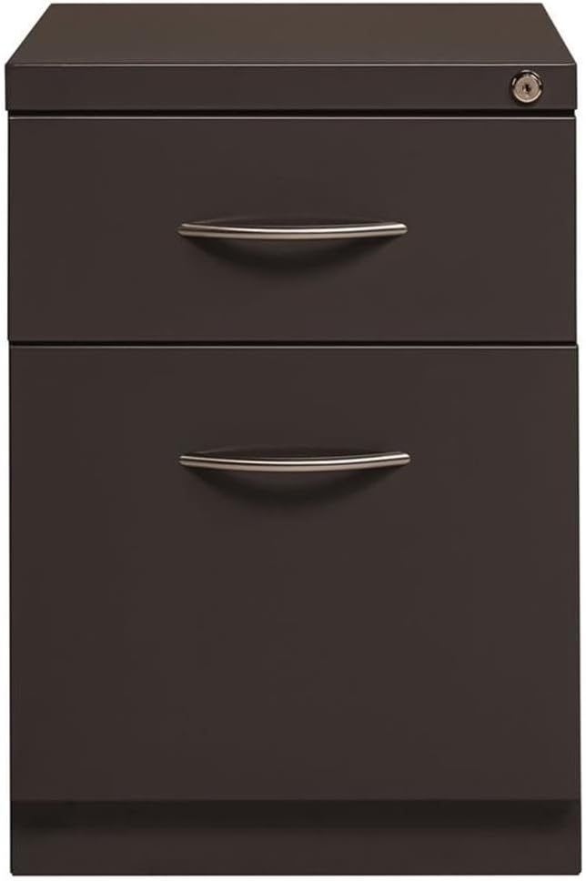 BOWERY HILL Mobile Pedestal File 2-Drawer Box/File with Arch Pull in Charcoal