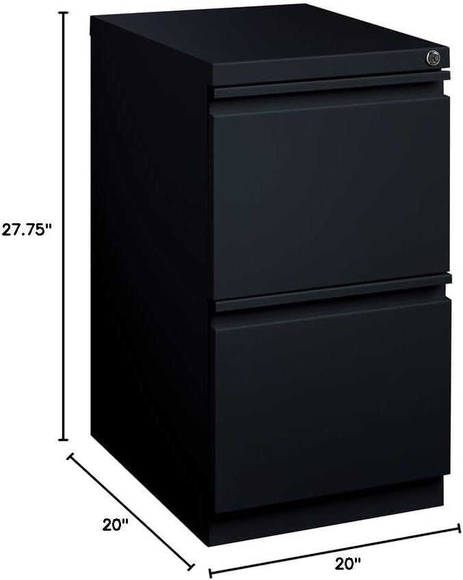 Scranton & Co 20" 2-Drawer Metal Mobile Pedestal File Cabinet in Black