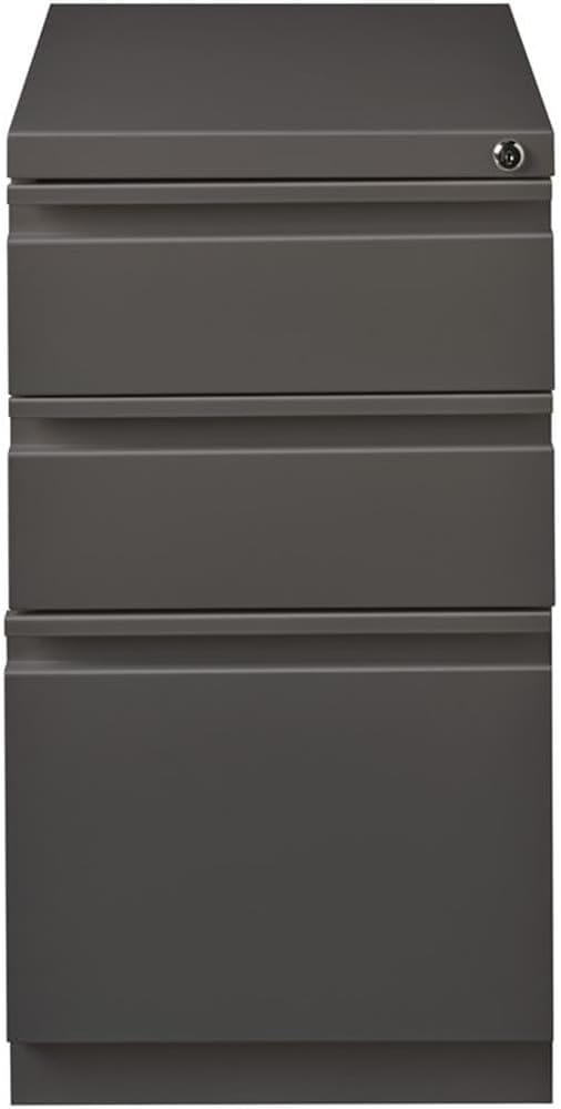 BOWERY HILL 20" 3-Drawer Modern Metal Mobile Pedestal File Cabinet in Espresso