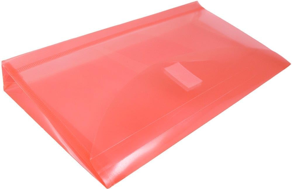 JAM PAPER Plastic Expansion Envelopes with Hook & Loop Closure - #10 Booklet Wallet - 5 1/4 x 10 with 1 Inch Expansion - Red - 3/Pack