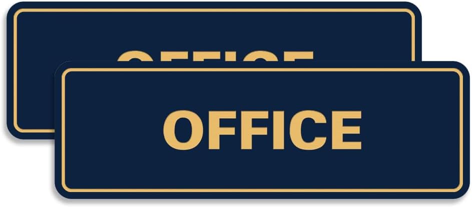Signs ByLITA Standard Office Sign - Professional Business Signage - Easy to Install (Navy Blue/Gold) - Large 2 Pack