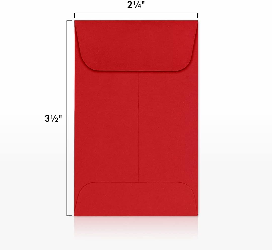 LUXPaper #1 Coin Envelopes | 2 1/4" x 3 1/2" | Ruby Red | 80lb. Text | 250 Qty