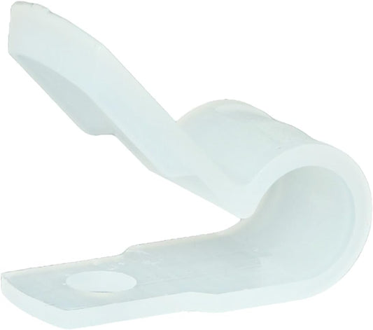 Secure 1/4 Inch Premium R Type Natural Nylon Screw Mount Cable Clamp for Wire Management - 100 Pack