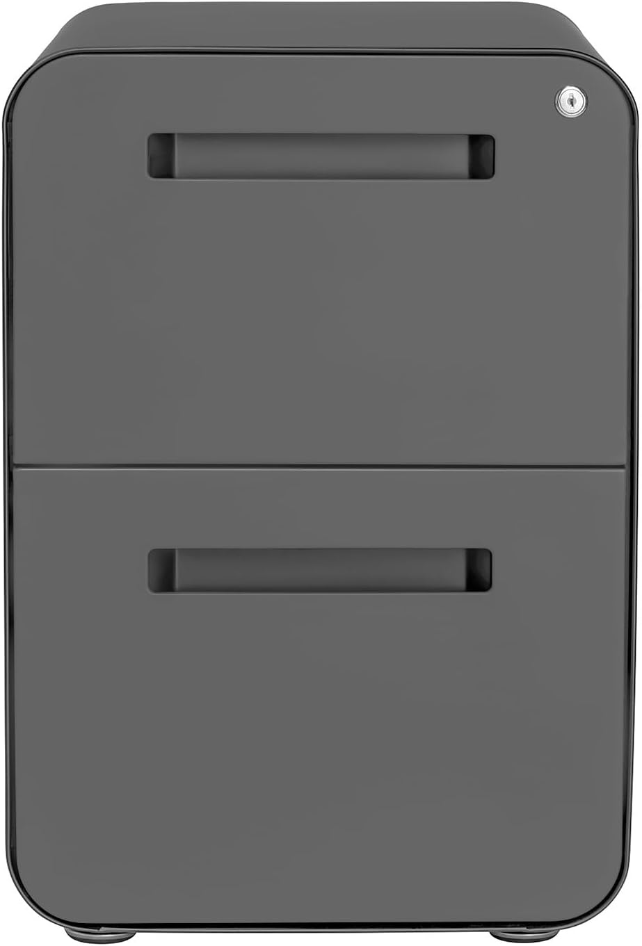 Laura Davidson Furniture Stockpile 2 Drawer Mobile File Cabinet with Lock - Under Desk Metal Filing Cabinet, Legal/Letter File Folders, Wheels and Stationary Feet, Pre-Assembled, Dark Grey