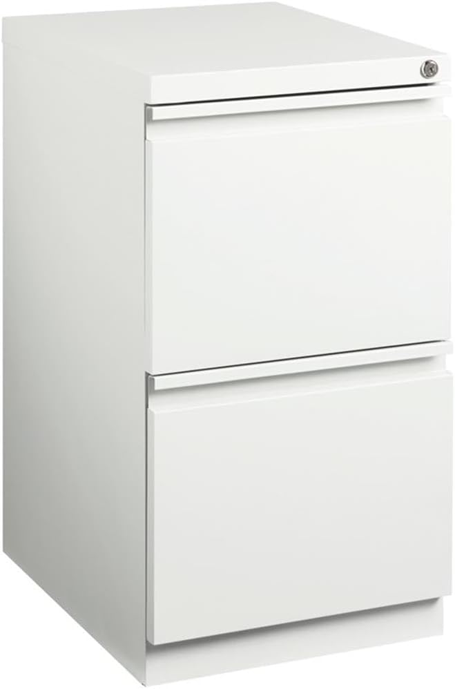 BOWERY HILL 2 Drawers 27.75" Vertical White Metal Filing Cabinet Lockable Pre-Assembled Movable Letter Size for Home, Office