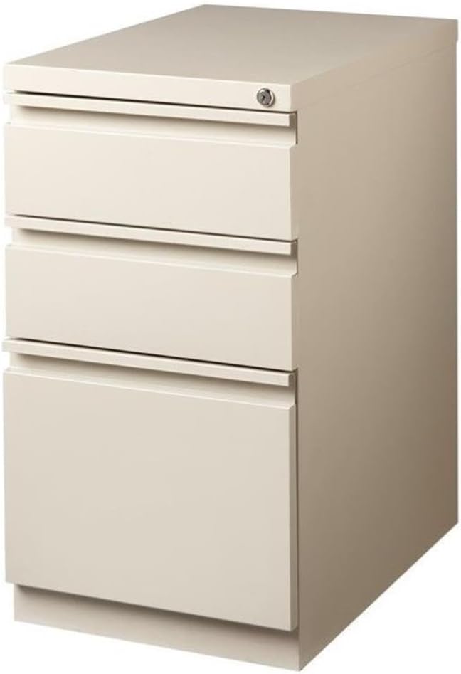 Scranton & Co 20" 3-Drawer Modern Metal Mobile Pedestal File Cabinet in Beige