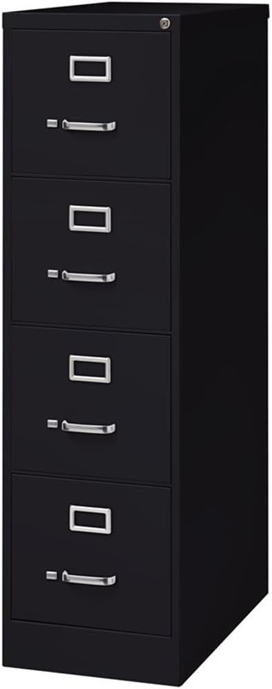 Pemberly Row 4 Drawer 26.5" Deep Letter File Cabinet in Black, Fully Assembled