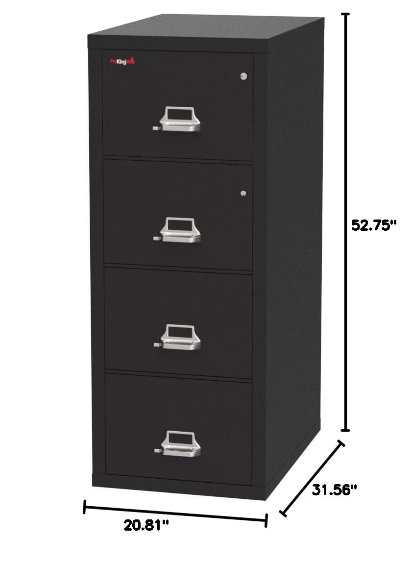Fireking Legal Safe-in-A-File Fireproof Vertical File Cabinet (3 Drawers, Impact Resistant, Waterproof), Black