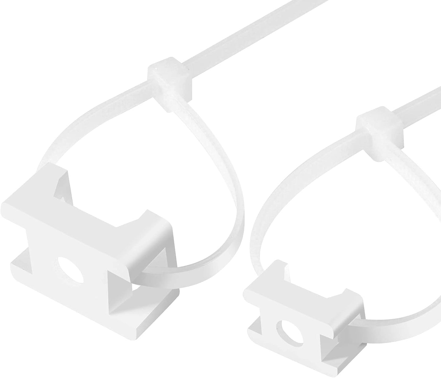 100 Pcs Cable Zip Tie Saddle Type Mounts Base with 100 Pcs 8" Cable Ties and 100 Pcs Tapping Screw, Wire Cable Clips Organizer Holders Clamps White