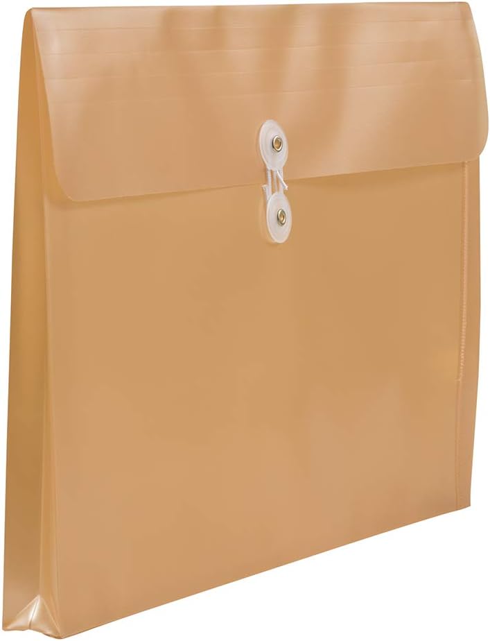 JAM PAPER Plastic Envelopes with Button & String Tie Closure - Legal Booklet - 9 3/4 x 14 1/2 - Gold - 12/Pack
