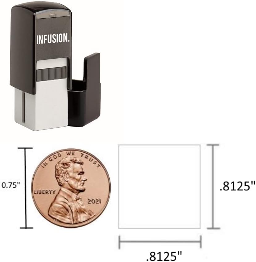 Infusion Self-Inking Custom Rubber Stamp (Personal or Business Use) - Choose from 16 Colors (13/16" x 13/16")