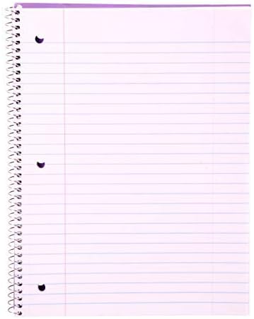 Mintra Office Spiral Notebooks - 1 Subject, 70 Sheets, WIDE Ruled, 8in x 10in, Bulk Pack, Pastel Covers, Set of 6 - for School, Office, Business, Professional (04692)