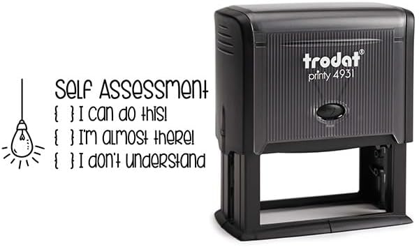 Custom Self-Inking Stamps | 49 Designs | Fun Phrases | Grading Made Easy | Classroom and Library Book Stamps (Self Assessment, Large)