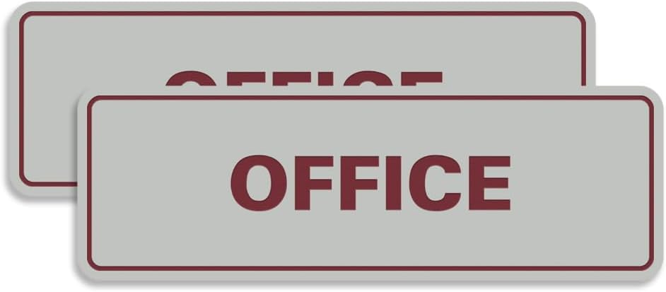 Signs ByLITA Standard Office Sign - Professional Business Signage - Easy to Install (Light Grey/Burgundy) - Large 2 Pack