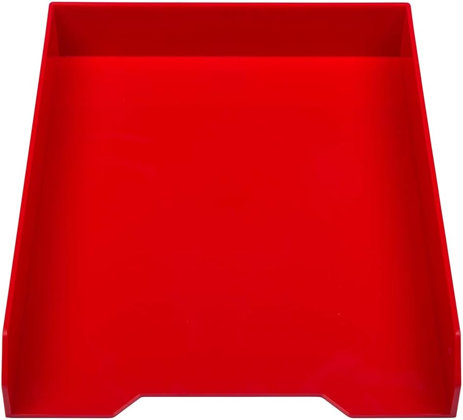 JAM PAPER Stackable Paper Trays - Red - Desktop Document, Letter, & File Organizer Tray - 2/Pack