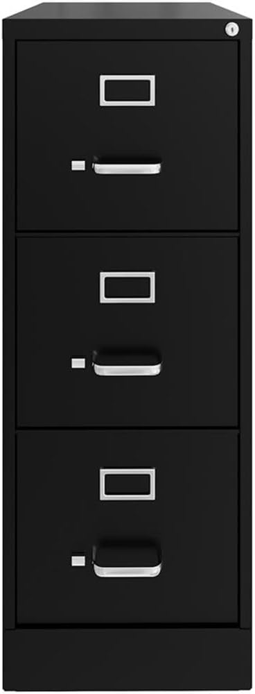 UrbanPro 3 Drawers 40.19" Vertical Black Metal Filing Cabinet Lockable Pre-Assembled Stationary Letter Size for Home, Office