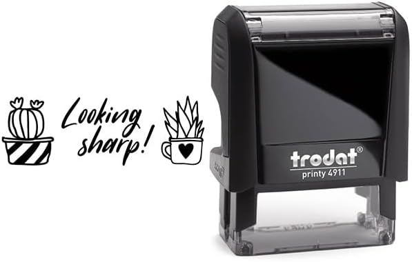 Custom Self-Inking Stamps | 49 Designs | Fun Phrases | Grading Made Easy | Classroom, Library and Book Stamps (Looking Sharp, Xtra Wide)