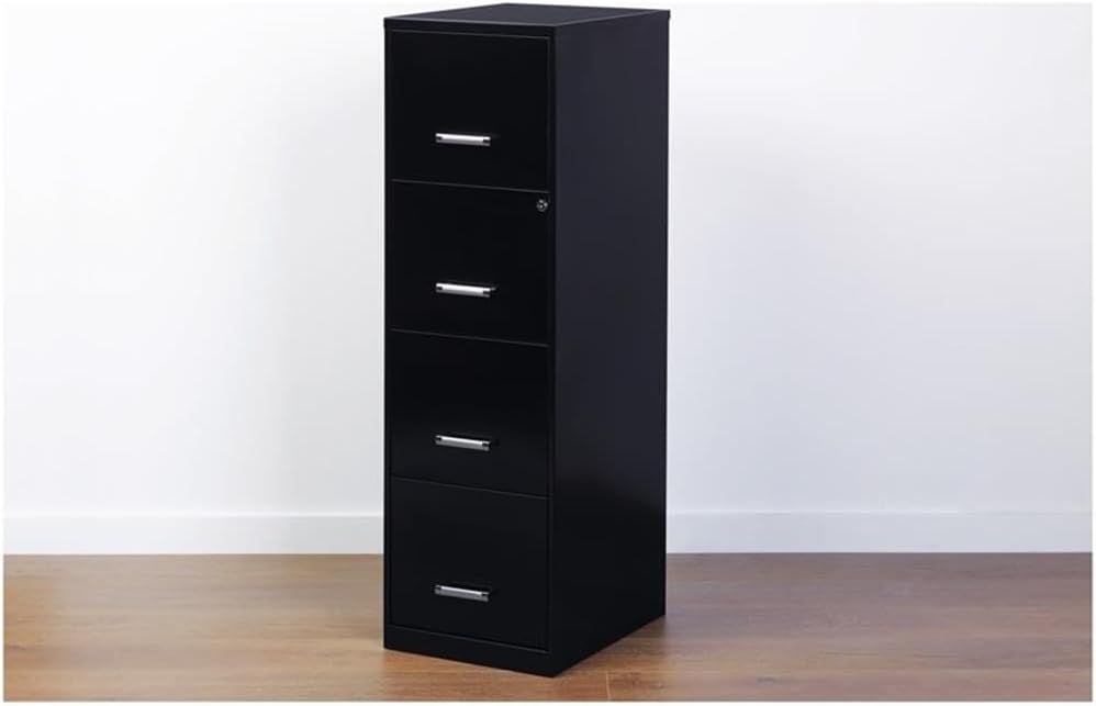 Pemberly Row 4 Drawers 46.38" Vertical Black Metal Filing Cabinet Lockable Pre-Assembled Stationary Letter Size for Home, Office