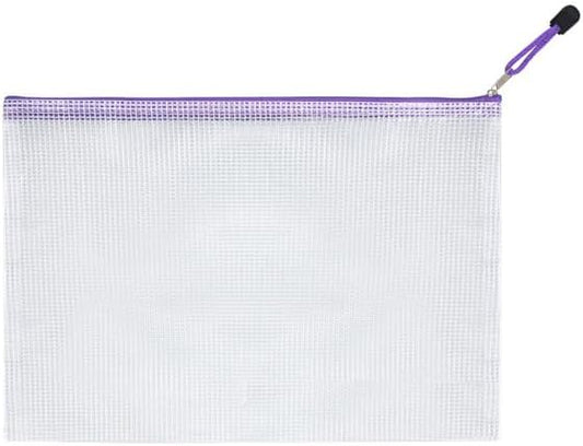 Mesh Zipper Pouch Bag,A3 Zipper Bag for Organizing Storage, Waterproof Zipper Pouch,17" x 12"/44cm x 32cm, File Bag for School and Office Supplies (Purple)