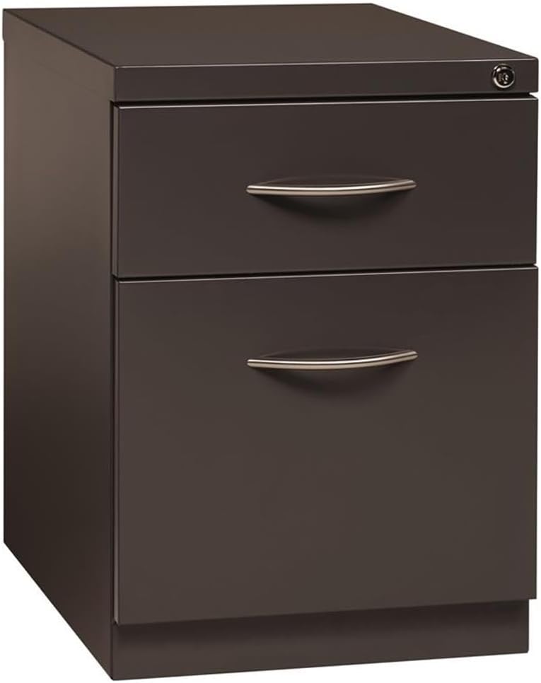 Pemberly Row 20" 2-Drawer Modern Metal Mobile Pedestal File Cabinet in Charcoal