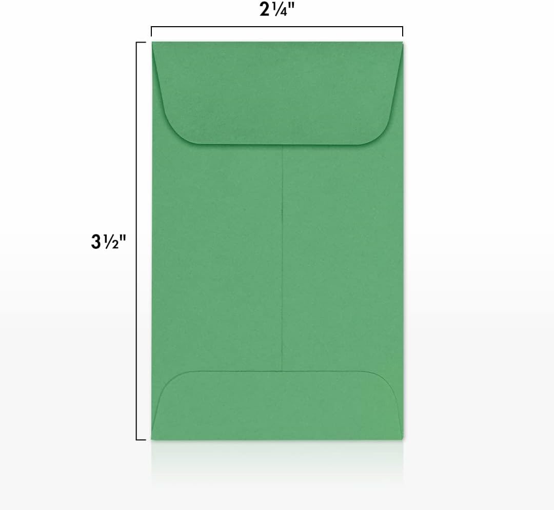 LUXPaper #1 Coin Envelopes | 2 1/4" x 3 1/2" | Holiday Green | 80lb. Text | 250 Qty