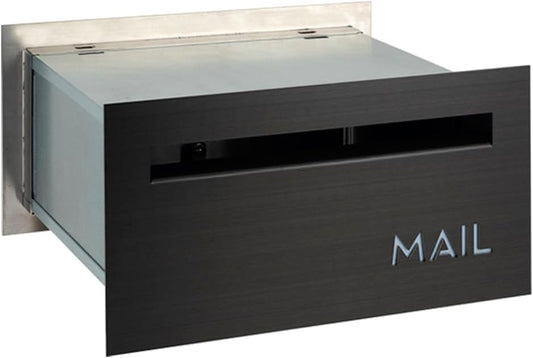Brick-in Chute Through The Wall Stainless Steel Mailbox - Modern Architectural Locking Design - 8.75" H x 15.75" W - Enhance Your Home with The Melton from Bailey Boxes