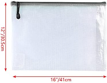 Oaimyy-18PCS-12 x 16 Inches-Mesh Zipper Pouch, Plastic Zip File Folders Puzzle Bags for Organizing,for Office Supplies,Travel,Home Storage-Black, 12"x 16"