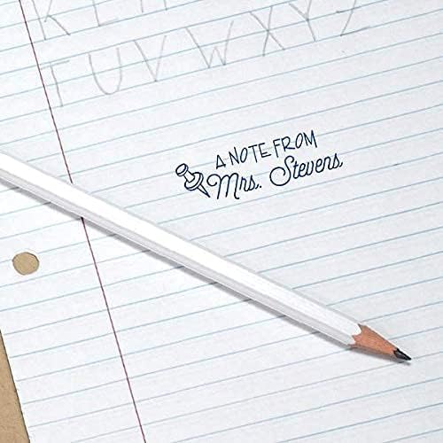 Custom Self-Inking Teacher Stamps | 49 Designs | Fun Phrases | Grading Made Easy | Classroom and Library Book Stamps (Note From Pin, Xtra Wide)