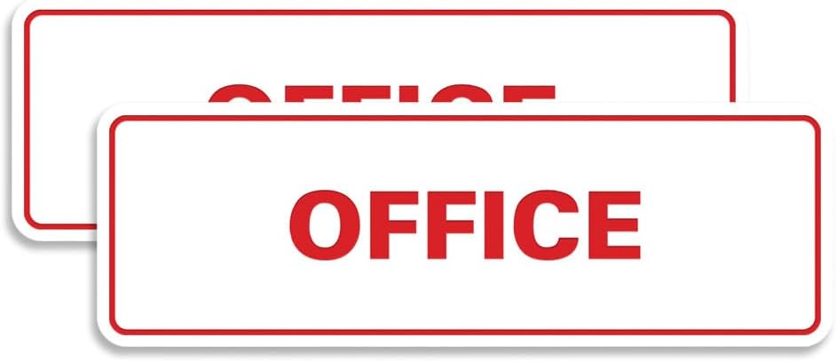 Signs ByLITA Standard Office Sign - Professional Business Signage - Easy to Install (White/Red) - Large 2 Pack