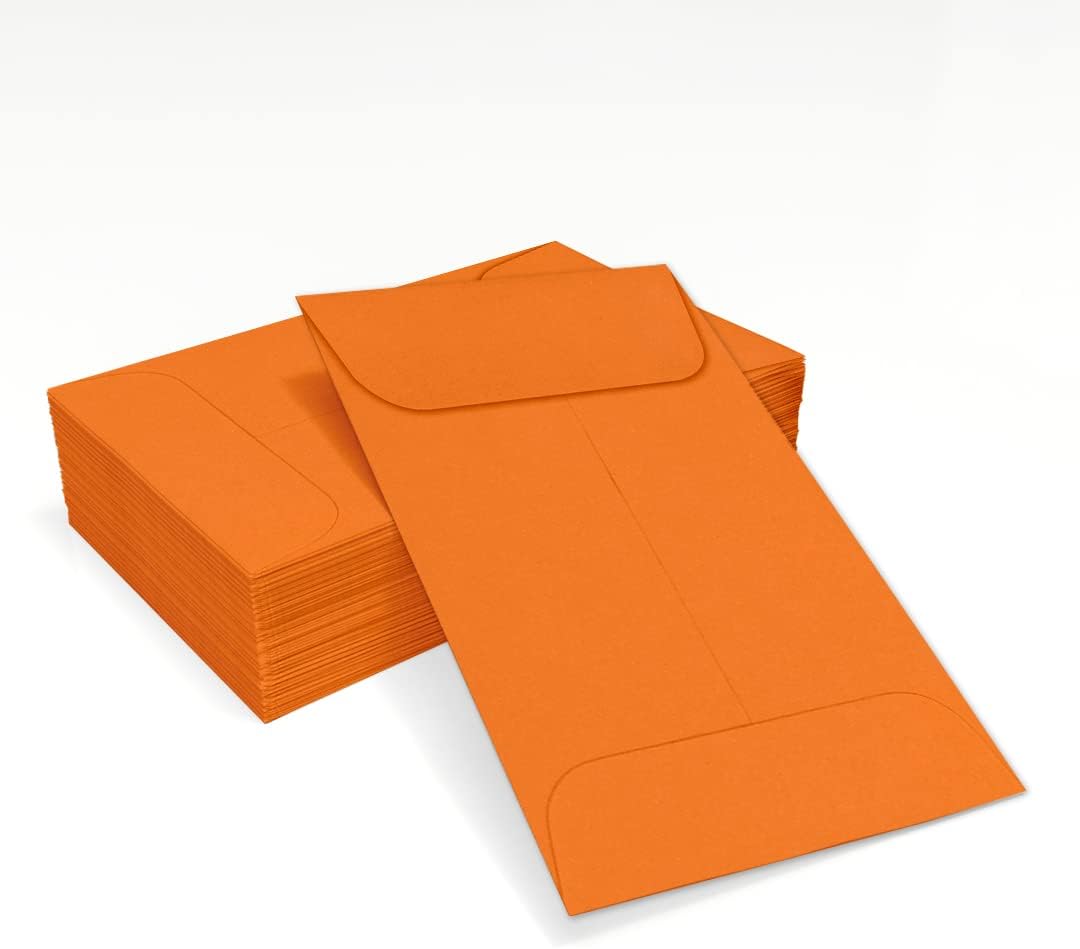 LUXPaper #1 Coin Envelopes | 2 1/4" x 3 1/2" | Mandarin Orange | 80lb. Text | 1,000 Qty