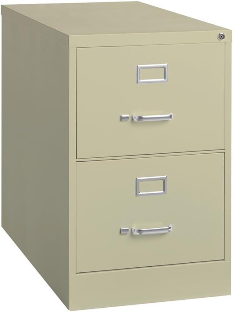 Pemberly Row 2 Drawers 28.38" Vertical Beige Metal Filing Cabinet Lockable Pre-Assembled Stationary Legal Size for Home, Office