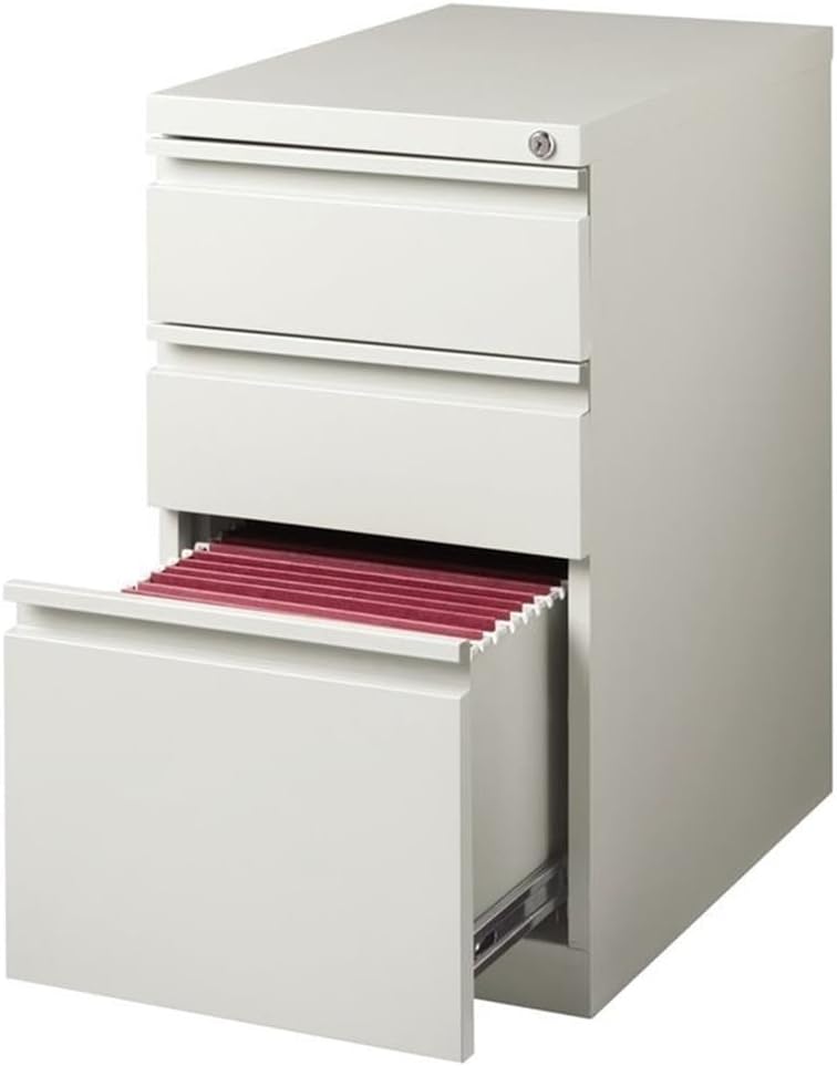 Scranton & Co 3-Drawer Modern Metal Mobile Pedestal File Cabinet in Light Gray