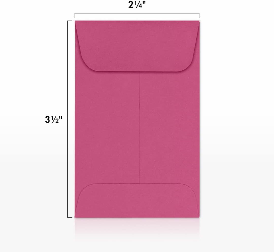 LUXPaper #1 Coin Envelopes | 2 1/4" x 3 1/2" | Magenta Pink | 80lb. Text | 500 Qty
