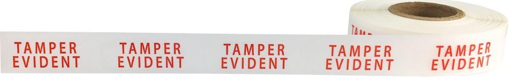 Tamper Evident Labels Small Clear with Red Ink .5 x 1.5 Inch Rectangles 500 Adhesive Stickers