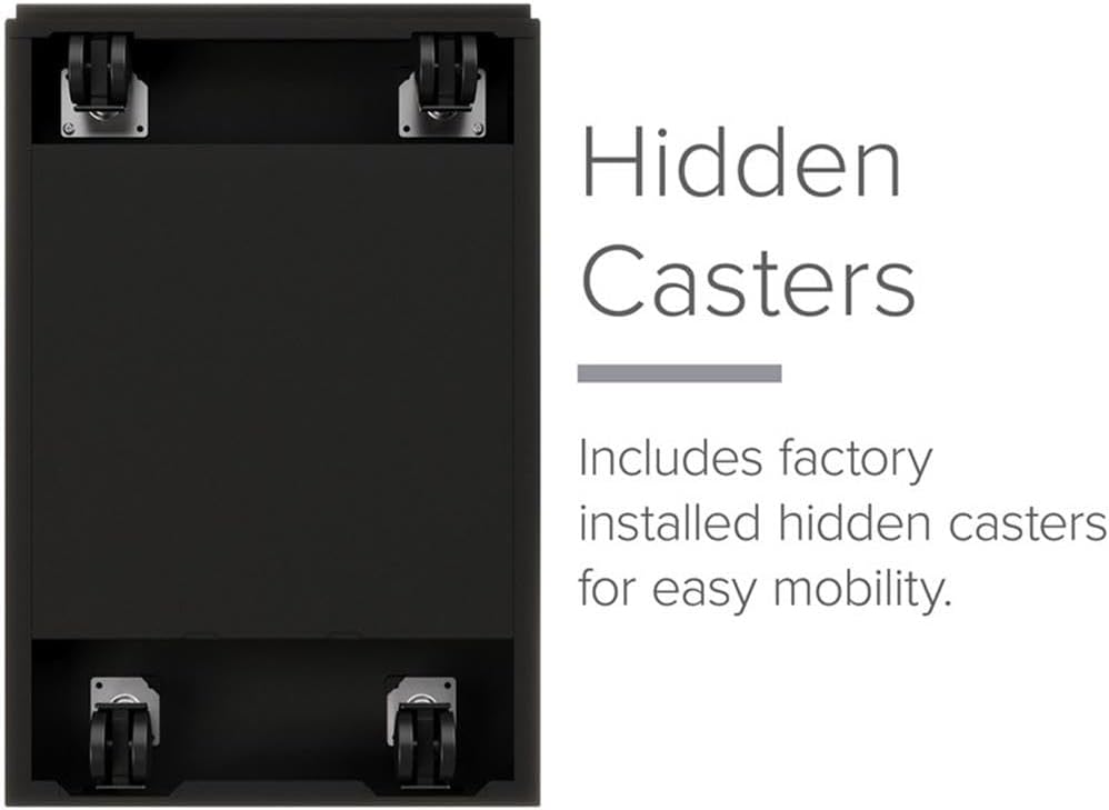 BOWERY HILL 20" 3-Drawer Modern Metal Mobile Pedestal File Cabinet in Black