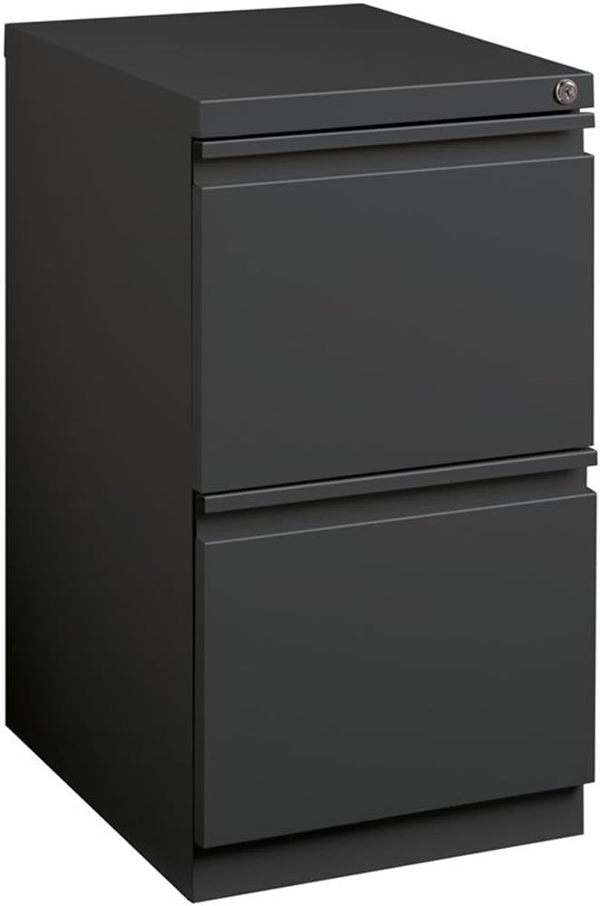 BOWERY HILL 20" D Mobile Pedestal 2-Drawer File/File. Full Width Pull in Charcoal