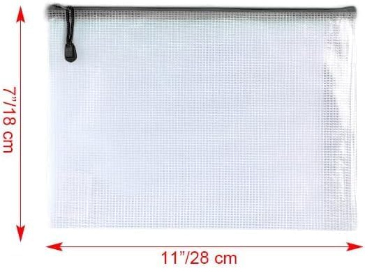 Oaimyy-18 PCS-Mesh Zipper Pouch, Plastic Zip File Folders Puzzle Bags Large Reusable Zipper Pouches for Organizing Classroom Board Game Organization,Home Storage-(Black, 7"x 11")