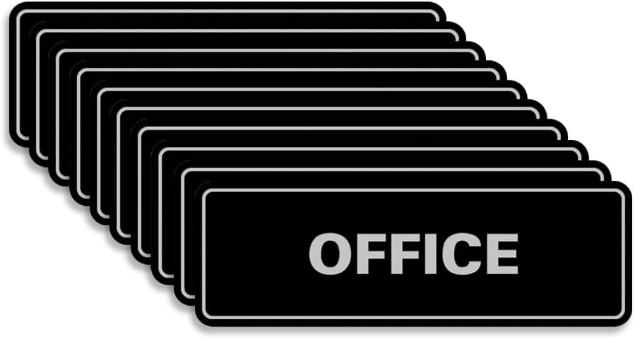 Signs ByLITA Standard Office Sign - Professional Business Signage - Easy to Install (Black/Silver) - Small 10 Pack