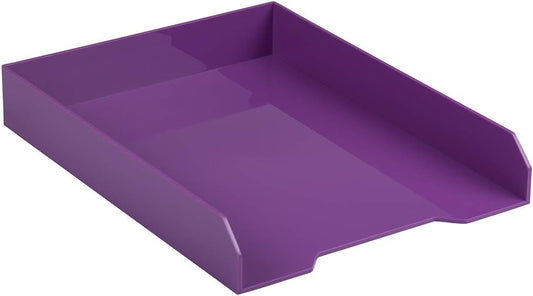 JAM PAPER Stackable Paper Trays - Purple - Desktop Document, Letter, & File Organizer Tray - Sold Individually