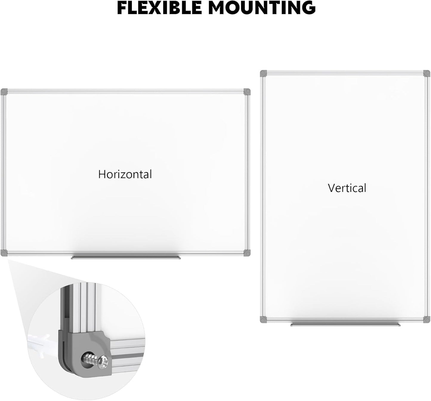 Lockways White Board Dry Erase Board 48 x 36 Inch, Magnetic Whiteboard 4 x 3, Silver Aluminium Frame, Set Including 1 Detachable Aluminum Marker Tray, 3 Dry Erase Markers, 8 Magnets