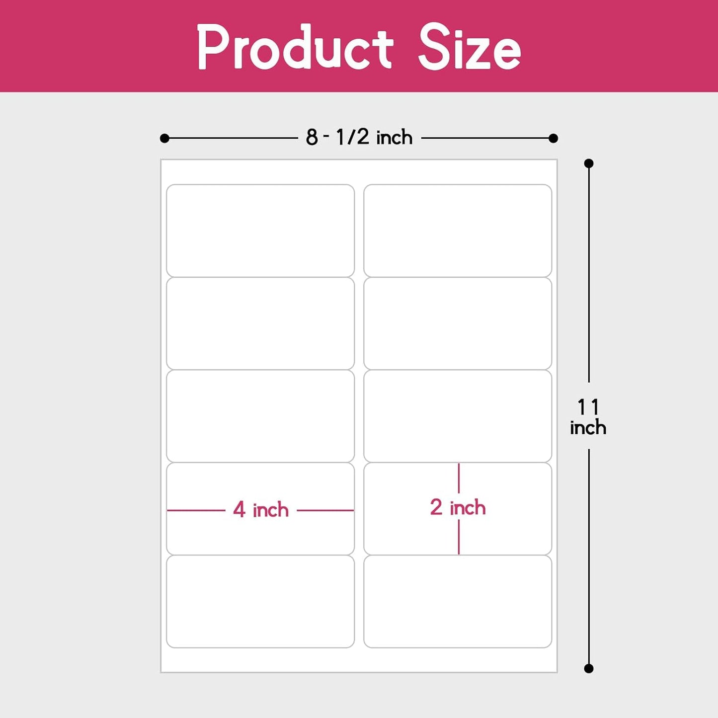 10UP 2" x 4" Shipping Labels Compatible with Laser & Inkjet Printers, Address Mailing Labels Self Adhesive Sticker Labels (100 Sheets,1000 Labels)