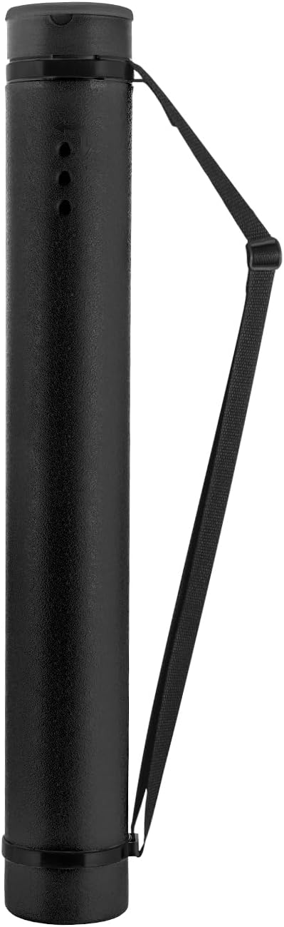 JJRING Black Poster Tube, 25" to 40" Extendable Poster Storage Holder Tube with Carrying Strap, Poster Carrying Case for Blueprints, Scrolls, Maps and Architect Papers
