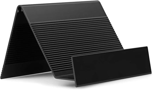 Business Card Holder Aluminum Business Card Display Stand, Desktop Black Business Card Holders for Exhibition, Home and Office, Fits 35-50 Business Cards 1 Pack