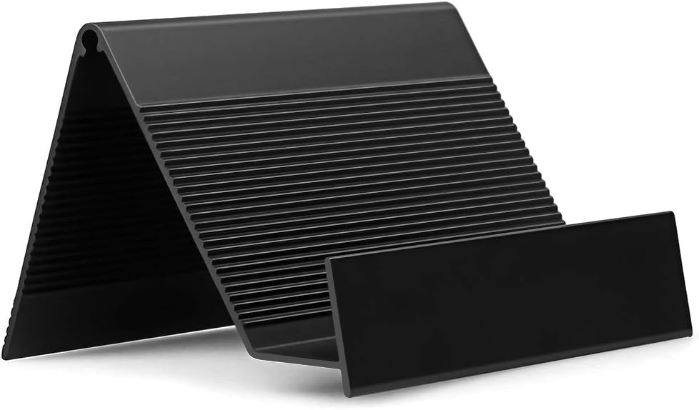 Business Card Holder Aluminum Business Card Display Stand Desktop Organizer, High-end New Series (Black) 2 Pack
