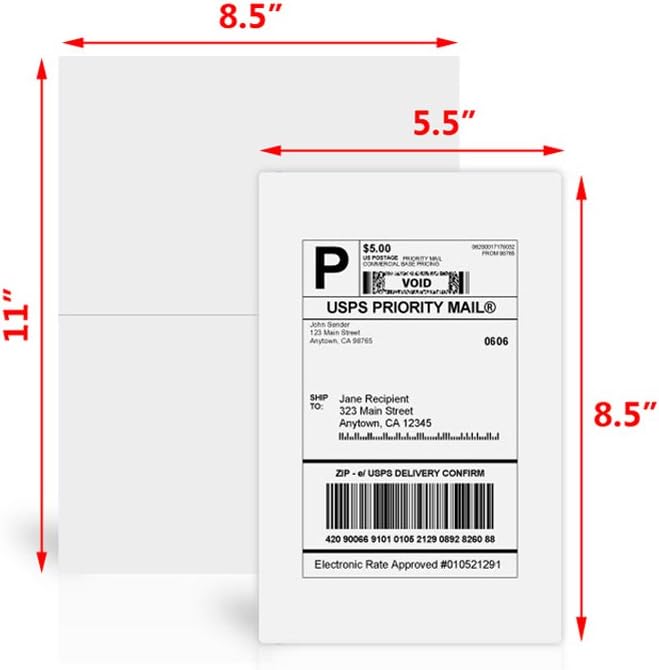 9527 Product Half Sheet Self Adhesive Shipping Labels for Laser & Inkjet Printers White Blank,2 Labels per Sheet (5000 Labels)