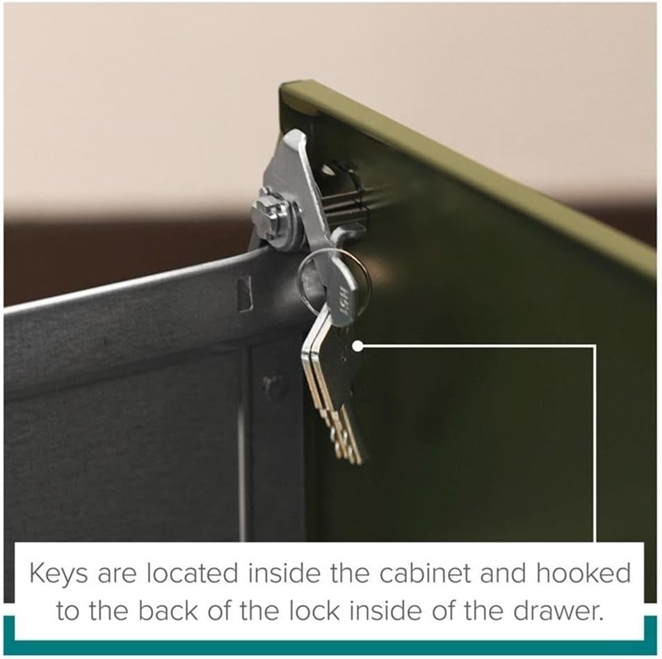 Pemberly Row 3 Drawer Metal Vertical File Cabinet with Lock in Navy