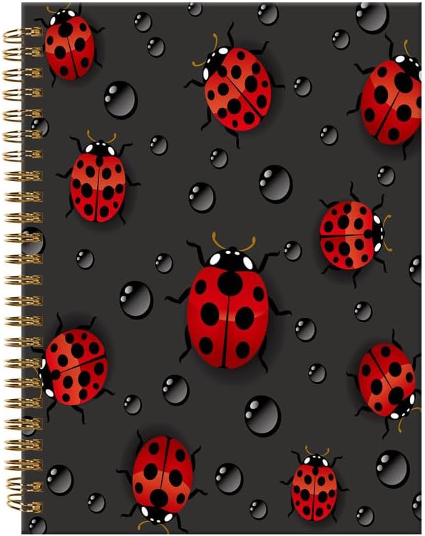 Spiral Journal Notebook,A5 Hardcover Lined Journals for Women Girl 6 x 8.3 in,120 Pages Thick Paper,Cute College Ruled Writing Notebook for Gifts Office Work School(Beautiful Red Ladybug)