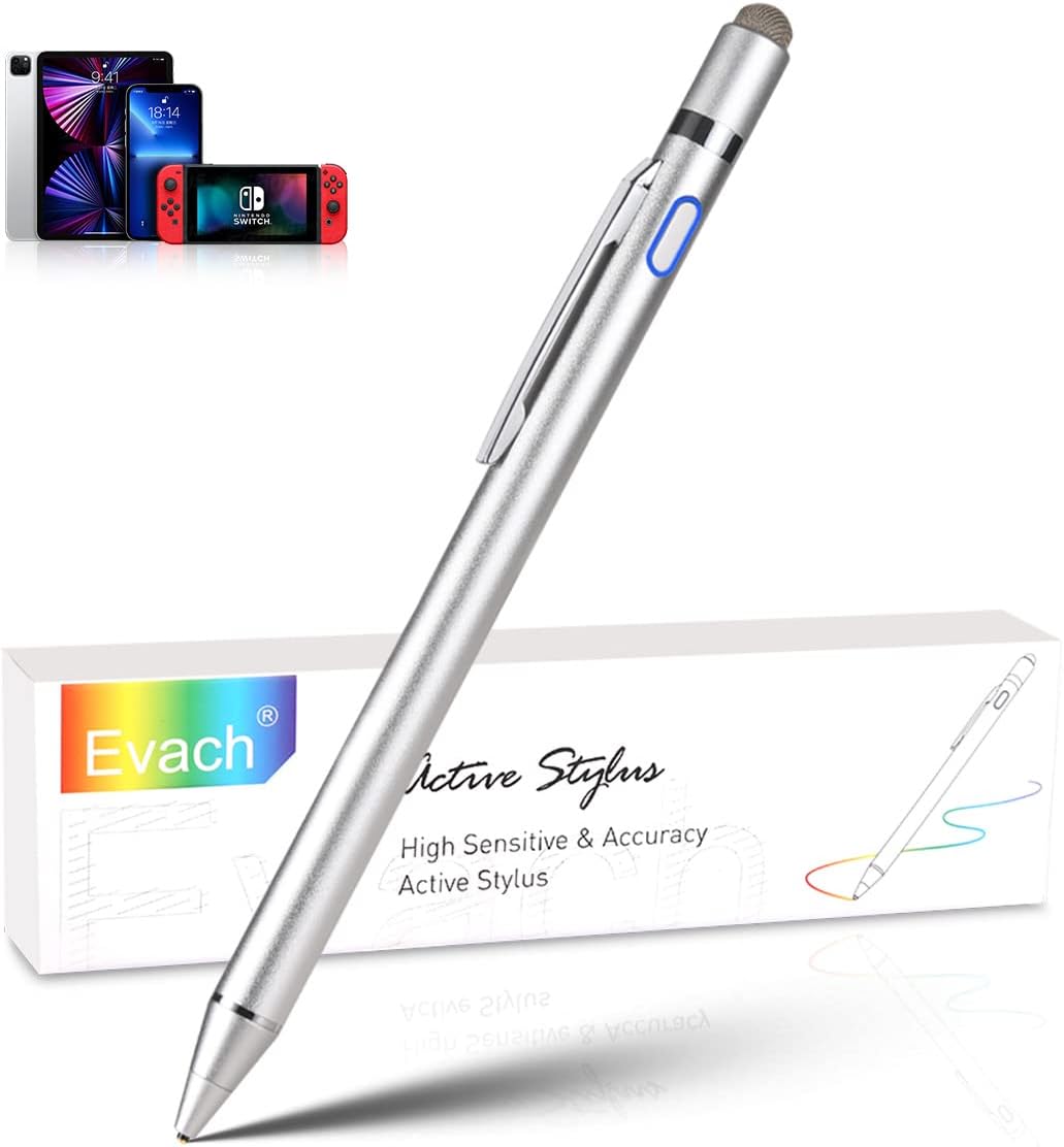 Active Stylus Digital Pen with Ultra Fine Tip Stylus for iPad iPhone Samsung Tablets, Compatible with Apple Pen,Stylus Pen for iPad Pro, Grey