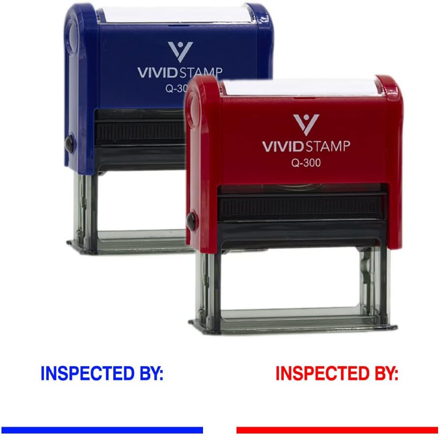 Vivid Stamp Inspected by____ Business Self-Inking Rubber Stamps (Black Ink) - Q-300