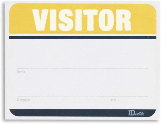 Visitor Name Badge Stickers - Adhesive Name Tags Fill in The Blank Visitor Labels - Yellow - 100 Pack